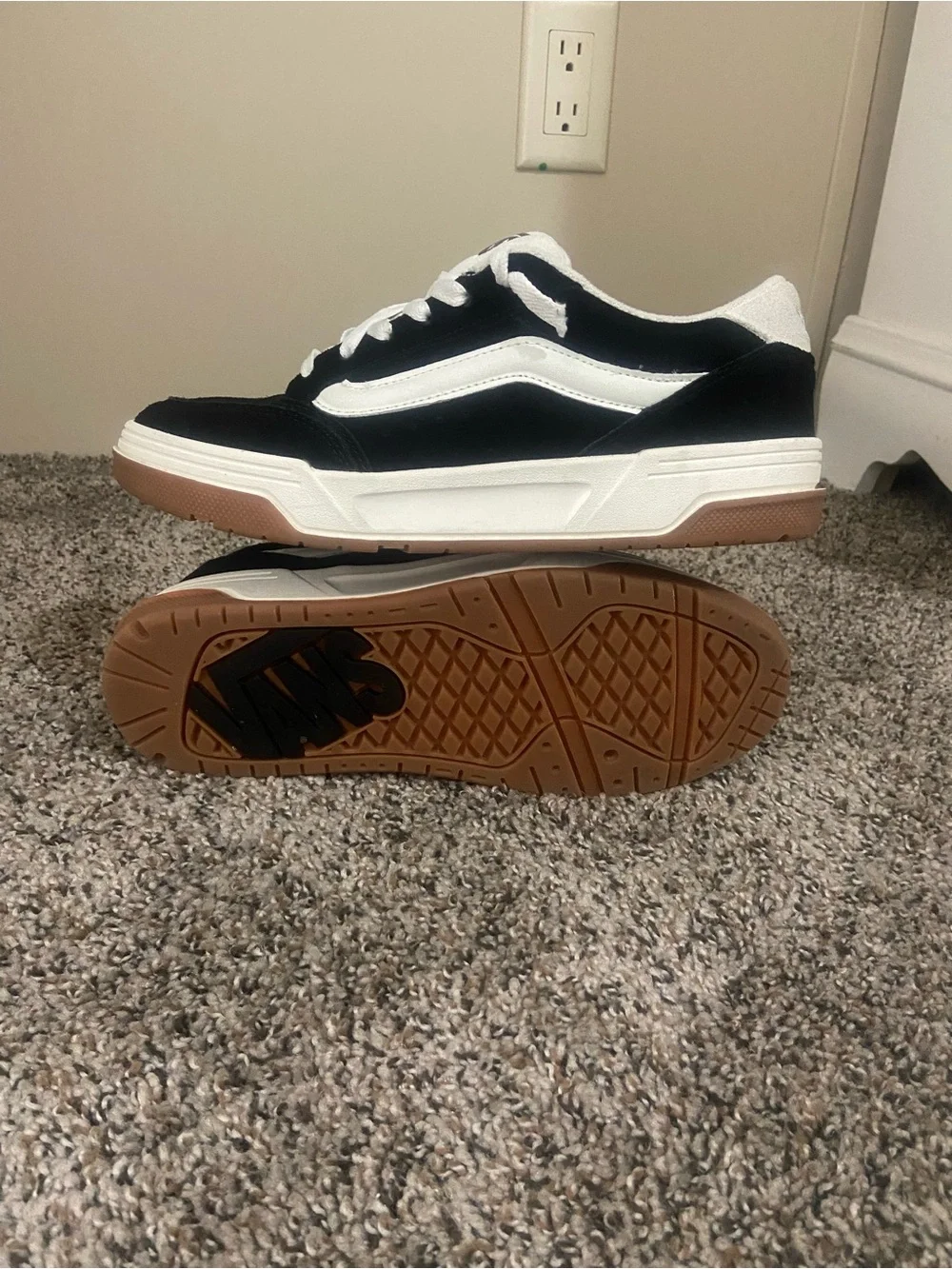 Vans Black and White Low-Top Skate Sneakers